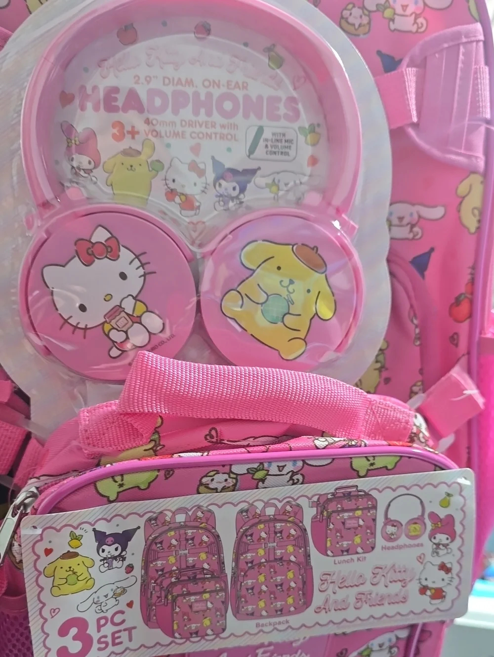 Sanrio Hello Kitty and Friends Girls Backpack Set with Lunch Bag and Headphones